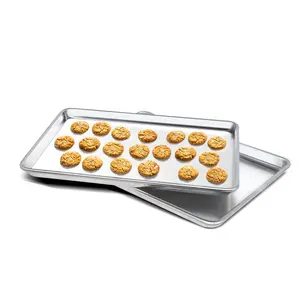 Hakka Commercial Baking Sheet,Aluminum Baking Pans Set,Cookie Sheets for Baking,Warp ResistantNon Stick Bread Baking Tray (13"x9"X2PCS)