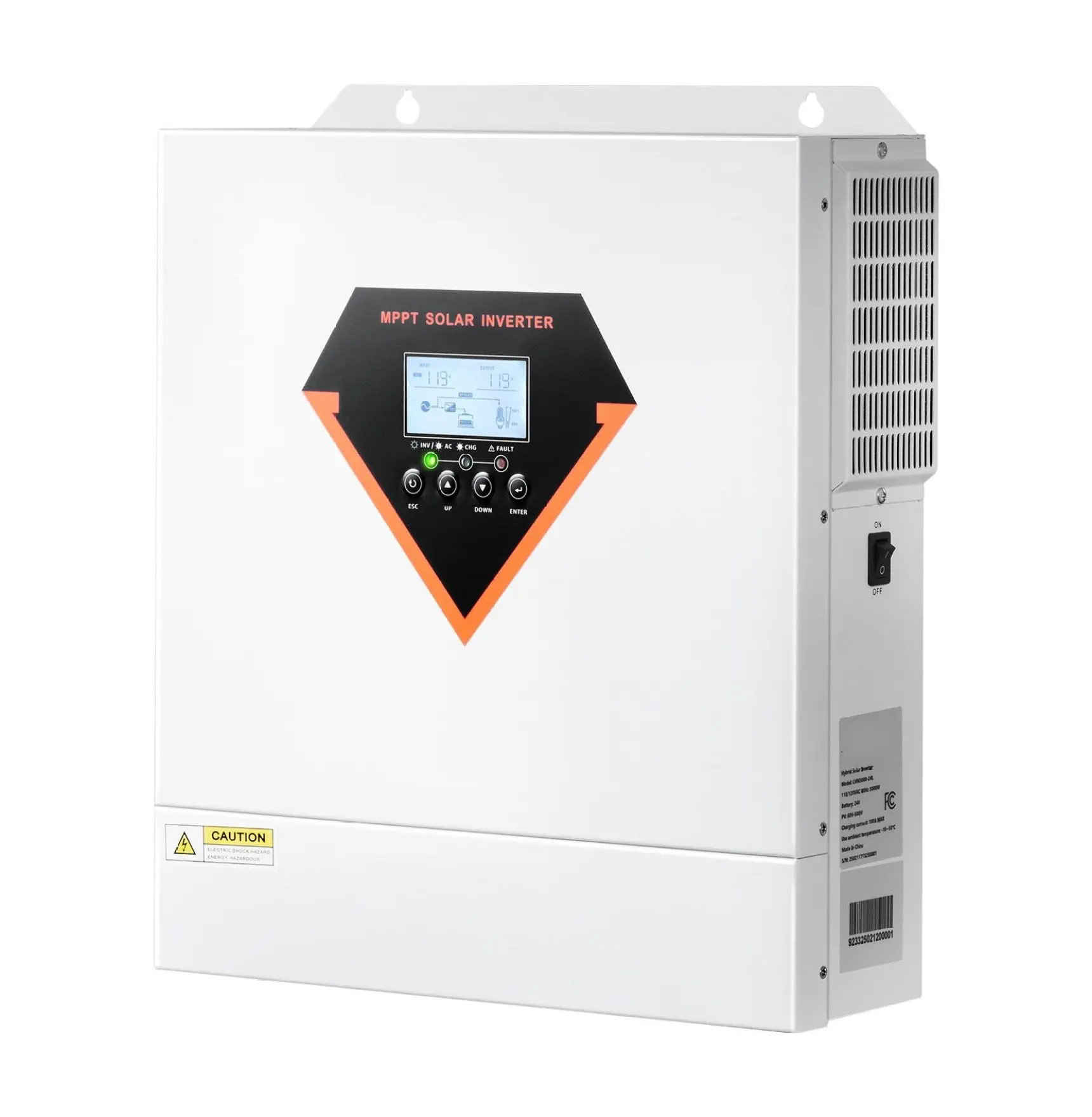 3000W Hybrid Solar Inverter, All-in-One Pure Sine Wave 110/120V, 100A MPPT Controller, 24V Off-Grid Inverter Charger for Lithium & Lead Acid Batteries Default