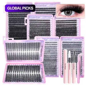 3 Piece Set-720/672 Clusters, Wispy Lash Clusters, DIY Eyelash Extensions Set - 9-18mm Mixed Length, Natural Density Combination (30D+40D/60+80D), Easy to Wear, Beginner-Friendly, Reusable, D C Curl, Extensions, Gift Box 9 Piece Set 2832PCS