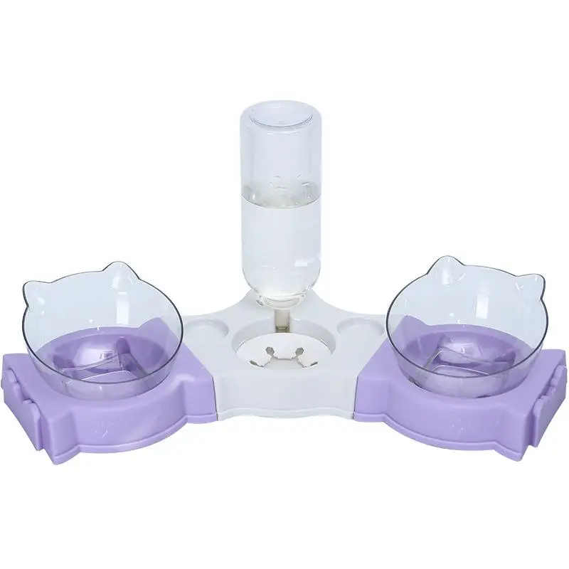 3 in 1 Multifunctional Cat Food Bowl, Cute Cat Design Pet Feeding Bowl, Non-slip Pet Water Bowl, Dog & Cat Feeding Supplies