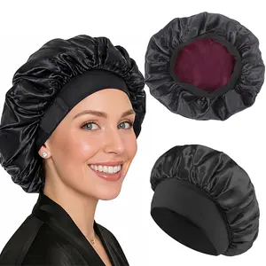 VOSILK Silk Bonnet for Sleeping Double Layer Satin Bonnet Adjustable Bonnets for Black Women Sleep Cap Reversible Hair Bonnet for Curly Hair Buy one get one free