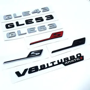 Letters GLE43 GLE53 GLE63 GLE63S V8 Biturbo 4matic+ Emblem for Mercedes Benz AMG Car Side Trunk Rear W166 W167 Logo Sticke