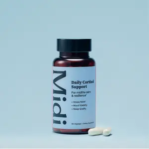 Midi Daily Cortisol Support Supplement for Midlife Calm & Resilience - Clinically Formulated for Stress Relief Mood Stability & Sleep Quality - 60 Vegicaps Natural Healthcare