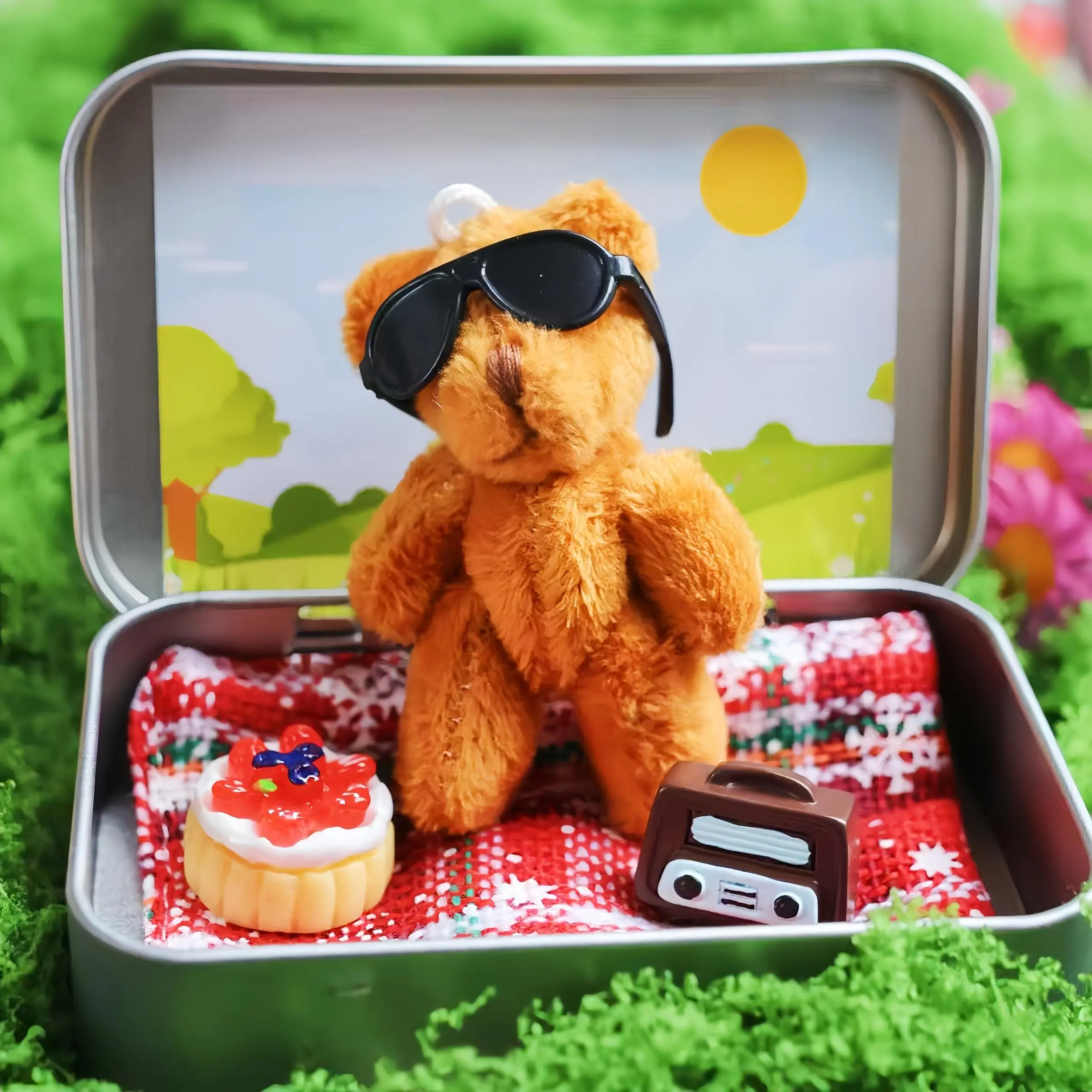 1pc Teddy Bear Picnic Gift, Pocket Teddy Bear Hug, Anxiety Bear Hug, Spring Summer Mini Bear, Christmas Valentine's Day Graduation Gift, Huggable Stuffed Animal Gifts