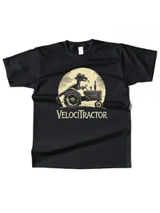 2026 Summer New Men's Top Cotto VelociTractor Pattern T-shirt T2K Street Hip Hop Fashion Casual Style Men's and Women's T-shirt Loose, Comfortable, Soft, Skin friendly, Suitable for Couples in All Seasons