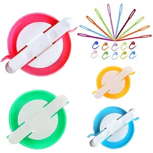 Pompom Maker Kits, Pom pom Knitting Loom Kit Fluff Ball Weaver  Craft DIY Knitting Crochet Craft Tool Kit, 4PS Pompom Maker+10PS Knitting Stitch Markers+10PS Plastic  (24)