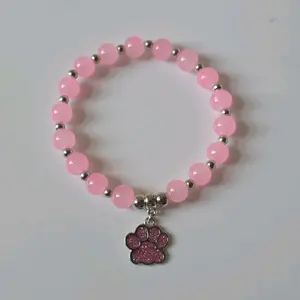 Glitter Dog Paw Print Charm Bracelet  - Various Color Paws with Silver Accents