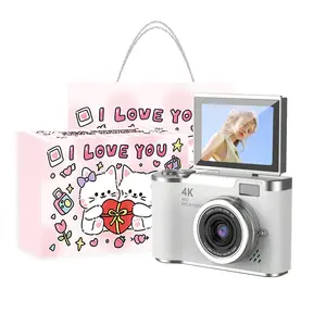 Mini Retro CCD Student Camera, Foldable Screen, Entry-Level Digital Camera, 1080P Video, Built-in Games and Filters, Gift Box Package