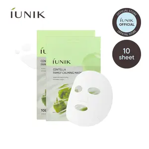 IUNIK Centella Family Calming Mask | Instant Cooling & Soothing for All Skin Types | 10 Vegan Sheets