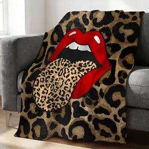Leopard Print Flannel Throw Blanket, Bold & Stylish Print Blanket for Cozy Living Rooms, Soft Warm Blanket Perfect for Home, Camping Trips, and Office Comfort, Ideal Gift for Any Occasion, Soft Warming Blanket