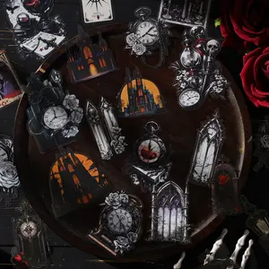 Gothic Theme Decorative Stickers, Sticker Pack, Pet Material, Castle Night Series, 15 Sheets/bag, Perfect for Journaling & Water Bottle Decoration