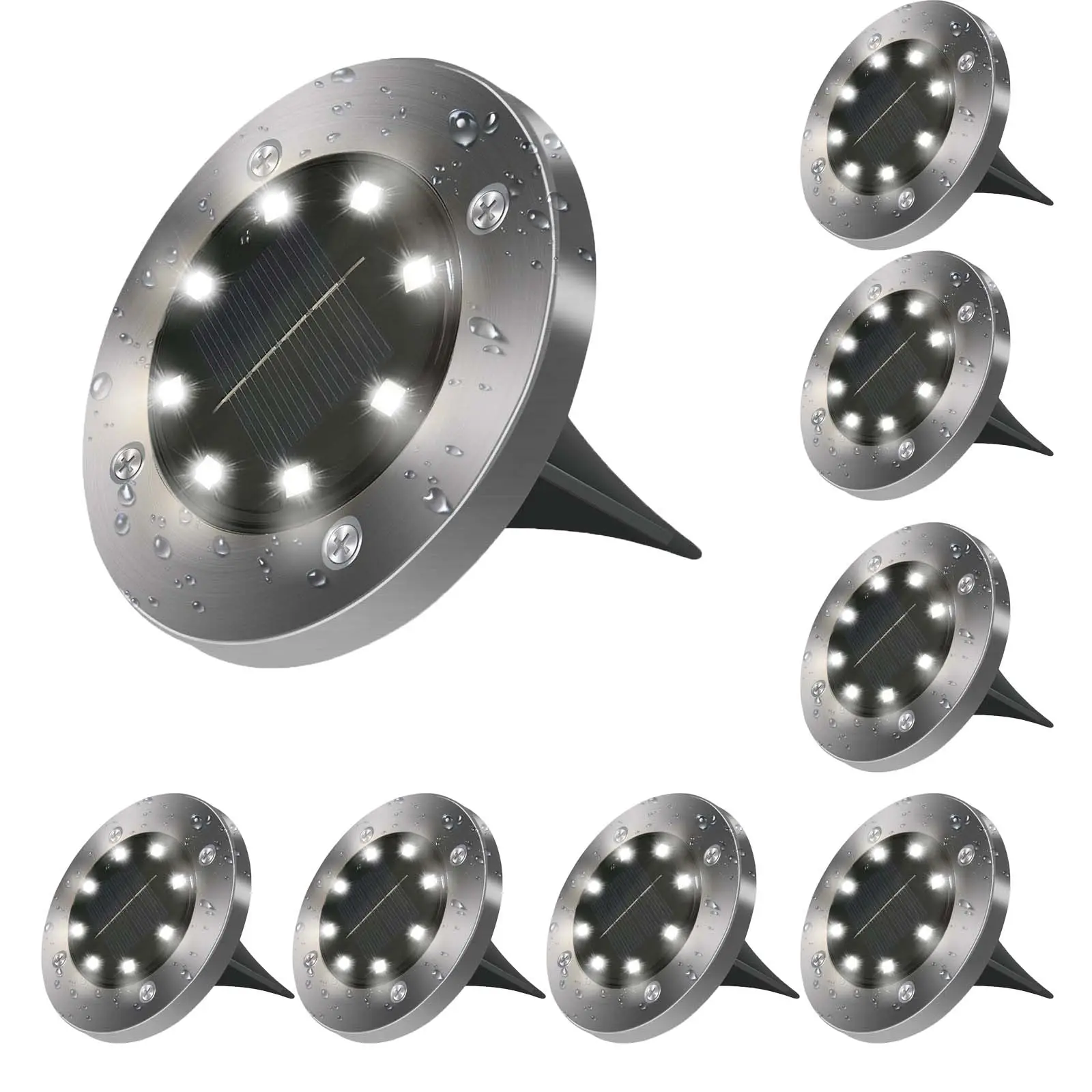Solar Lights Outdoor 8 Pack, Solar Ground Light, Solar Lights Outdoor Waterproof, Solar Garden Lights Bright In-Ground Lights Landscape Lighting for