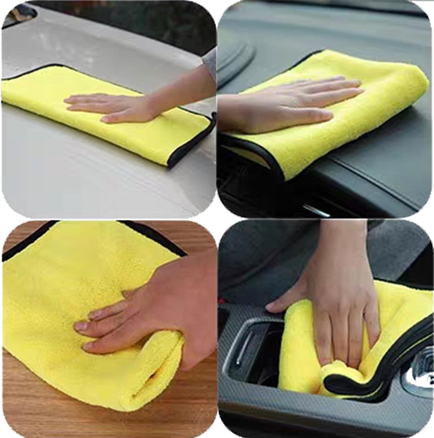 10 Pack Premium Microfiber Towels Coral velvet Washing and Detailing Towels for Car Detailing Household Cleaning Ultra-Soft Super Absorbent, Lint Streak-Free 11.8"x11.8” Cleaning Cloth (Yellow/Grey)