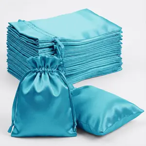 60 Pack Turquoise Satin Drawstring Wedding Party Favor Gift Bags 5"x7"