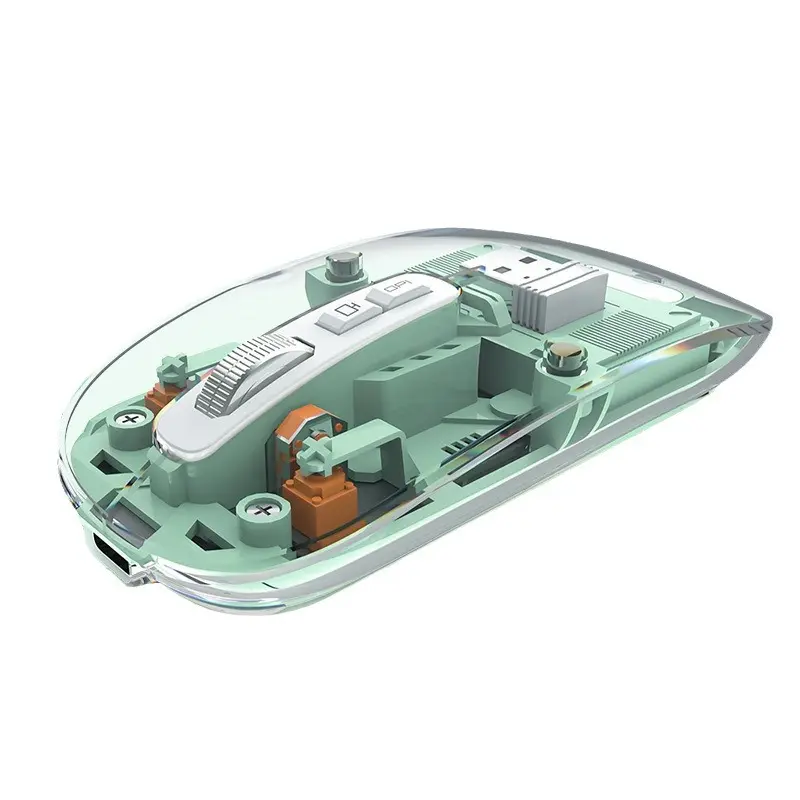 Transparent Silent Wireless Bluetooth Mouse, Three-Mode Type-C Rechargeable Mouse for Laptop and Desktop Computers