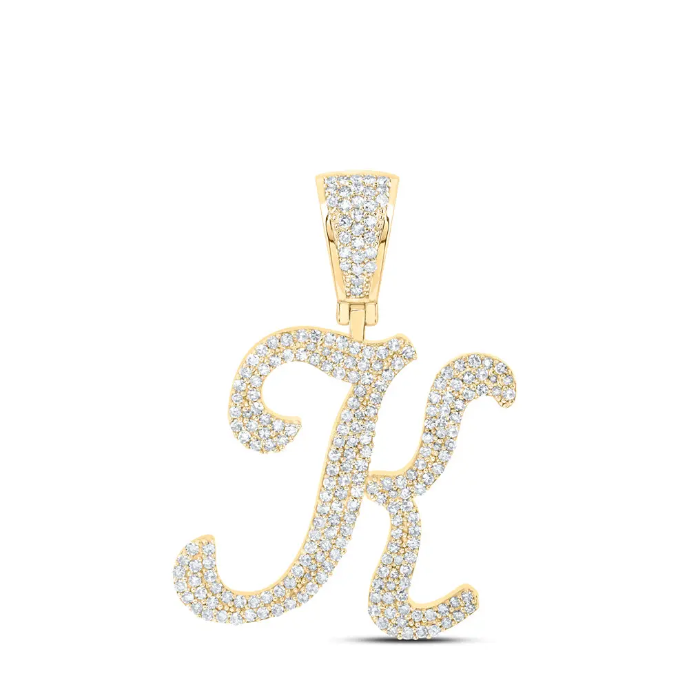 10K Yellow Gold 1.07 CTW Diamond Initial "K" Pendant 4.06 Gram