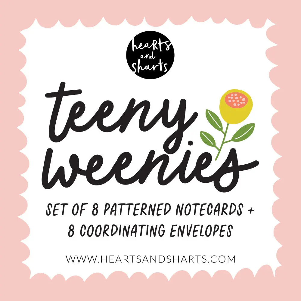 FLORAL TEENY WEENIES -  8 SMALL NOTECARDS + 8 COORDINATING, SEALING, 2X2 ENVELOPES (Copy)
