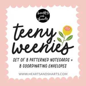 FLORAL TEENY WEENIES -  8 SMALL NOTECARDS + 8 COORDINATING, SEALING, 2X2 ENVELOPES (Copy)