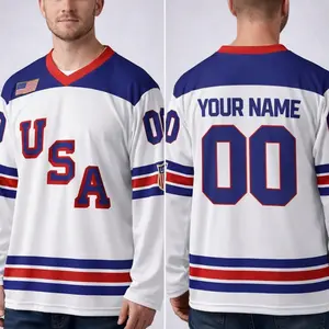 Custom US Hockey Shield 2026 Replica Jersey v1, Personalized Printed Name Number Hockey Shirt, Unisex USA Team Sport Fan Gift
