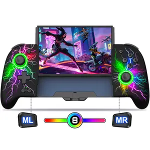 For Switch Controllers Gift, Hall Effect Joystick (No Drift) Switch Joypad for Switch/OLED, Full-Size Grip Wireless Switch Pro Controller with 9 Color Lights. Ideal for Those Who Prefer Handheld Mode