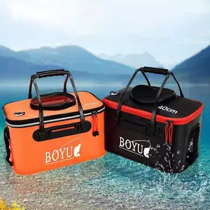 Live fish bucket, fish box, foldable fish bucket, multi-purpose wild fishing bucket EVA can be lifted and carried fish guard bucket