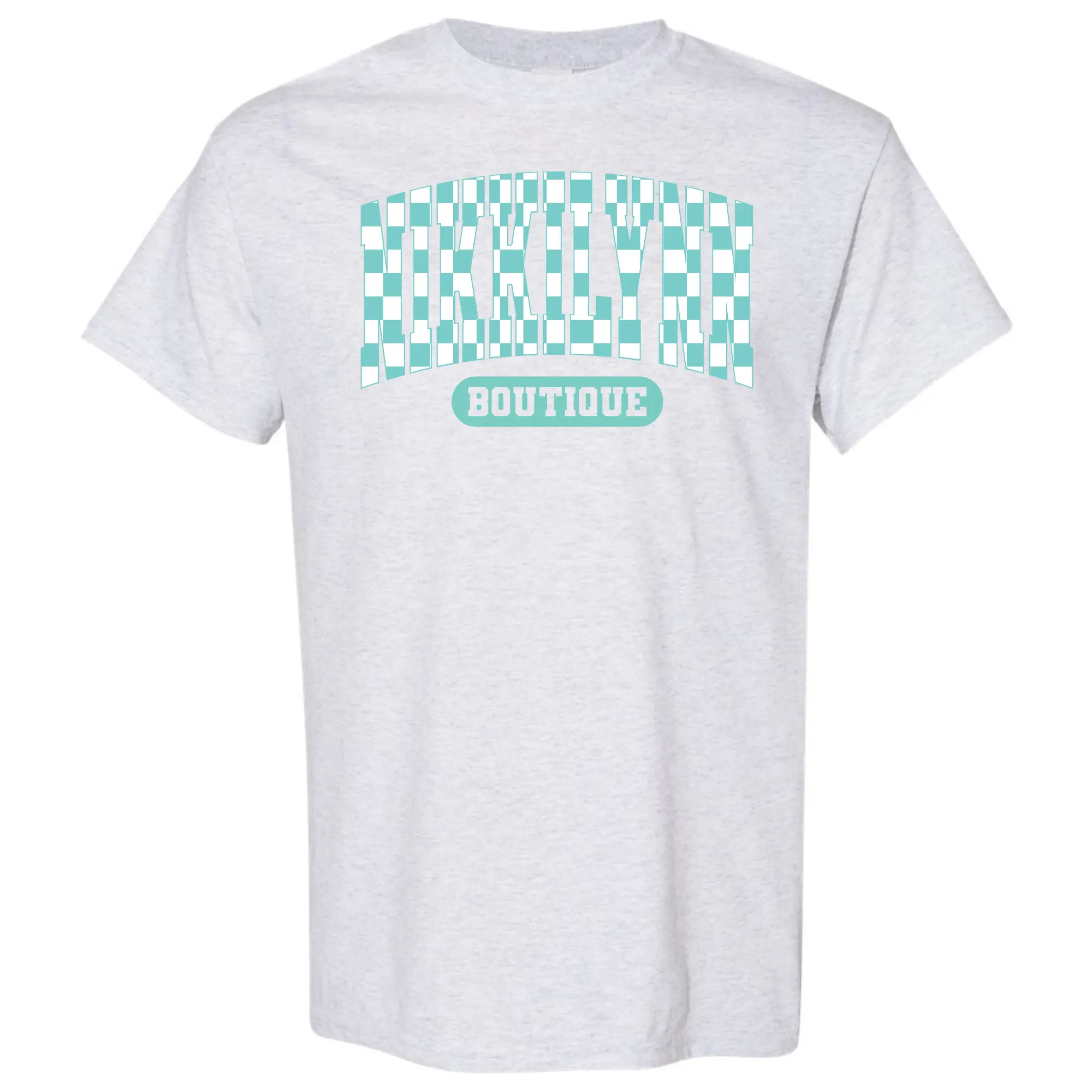 Teal Checker Nikkilynn Boutique Gildan T-Shirt 'NLB'