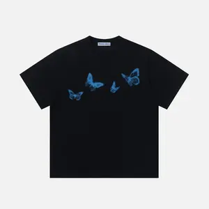 Aelfric Eden Blurring Butterfly Print Tee Oversized Fit Blurring Butterfly Graphic Psychedelic Print Y2K Unisex Streetwear Top
