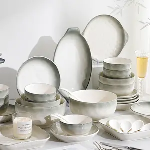8/12/16/piece set, modern ceramic tableware, simple and high-end gradient colors, can hold vegetables, fruits, pasta, chicken wings and other foods, suitable for daily use such as birthday parties, events and parties