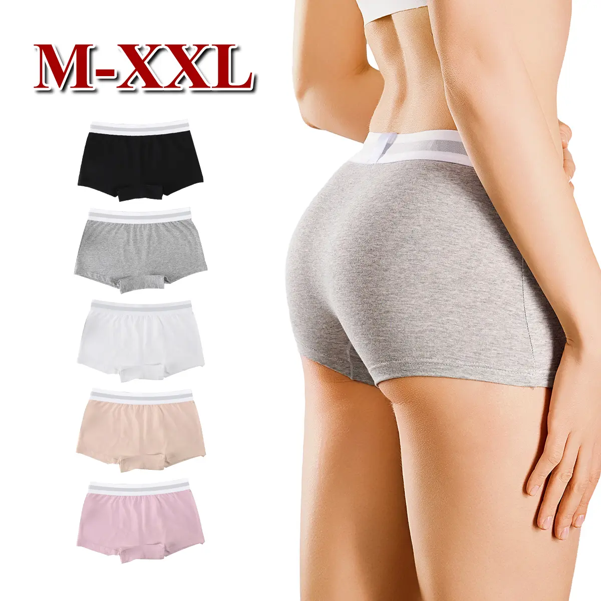 M-XXL Ladies' pure cotton underwear, boxer underwear, low waist, breathable and comfortable