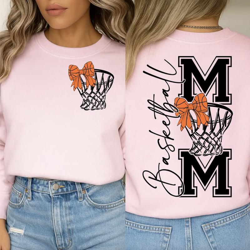 Basketball Mom Sweatshirt T-Shirt, Coquette Bow Basketball Mom Shirt, Game Day Vibes Hoodie, Basketball Mama Tee, Basketball Shirt, Sport Gift For Her