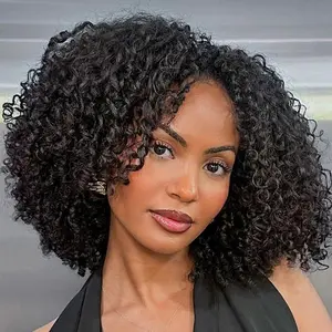 [New IN] West Kiss 150% Density Short Kinky Curly Ready Go Glueless Wigs Pre Cut Pre Bleached 7x4 Closure Wig 180% Density Human Hair Wig Pre Plucked Pre Bleached