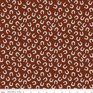 Lil Buckaroos Horseshoes Brown Flannel Fabric