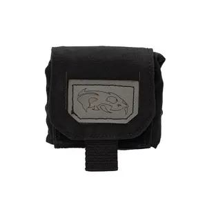 Predator Armor Folding Dump Pouch 1000D Cordura 3x3x2 MOLLE Belt Compatible Secure Bungee Lock Made in USA - Black