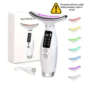 Rechargeable Facial & Neck Massager Lightweight USB Charging, 7 Adjustable Modes, Firming Face Care Beauty Instrument, Women's Slimming Tool Gift