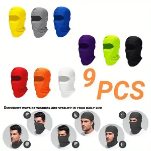 9PCS Ski Fish Cycling Mask for Men Women Full Face Cover Sun Protection Face Mask Breathable Balaclava Mask Neck Gaiter for Outdoor Motorcycle