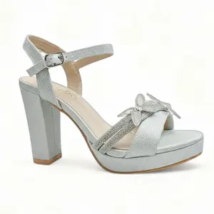 Sparkly Silver Rhinestone Platform Heels – Strappy Block Heel Sandals for Prom, Graduation & Party