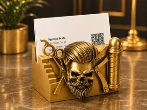 Barber Skull Business Card Holder