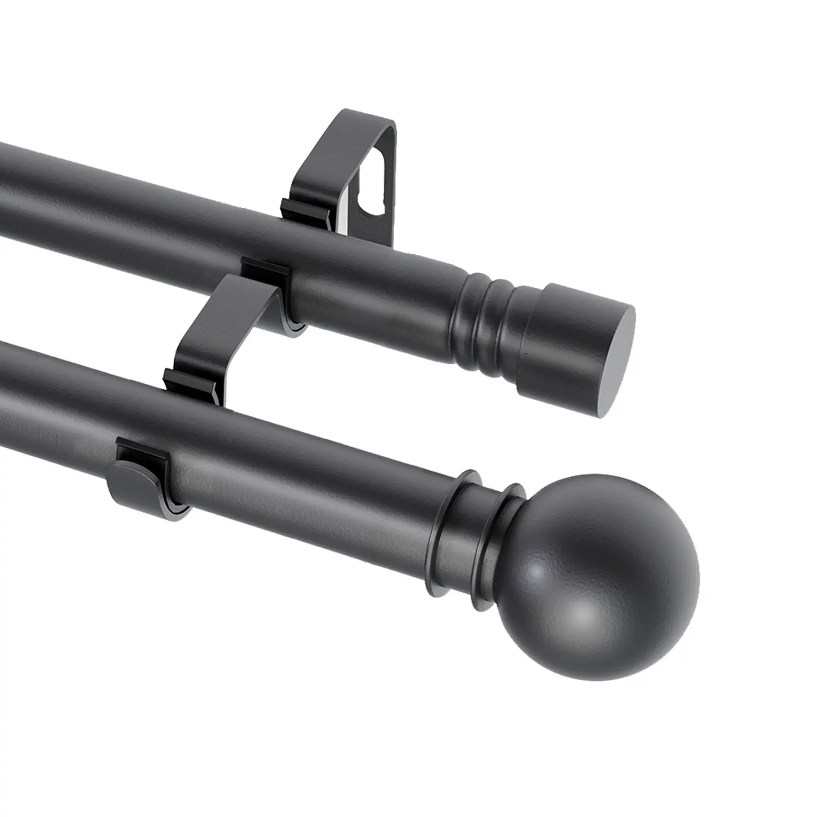 Double Curtain Rods for Windows, Adjustable Curtain Rods, Rod for Curtains, Curtain Rod Style, Black Curtain Rod Set with 2 Poles & Brackets, 5/8 Inch Diameter Metal Drapery Rod for Living Room, Bedroom,Kitchen,Bathroom, Interior Decoration Accessories