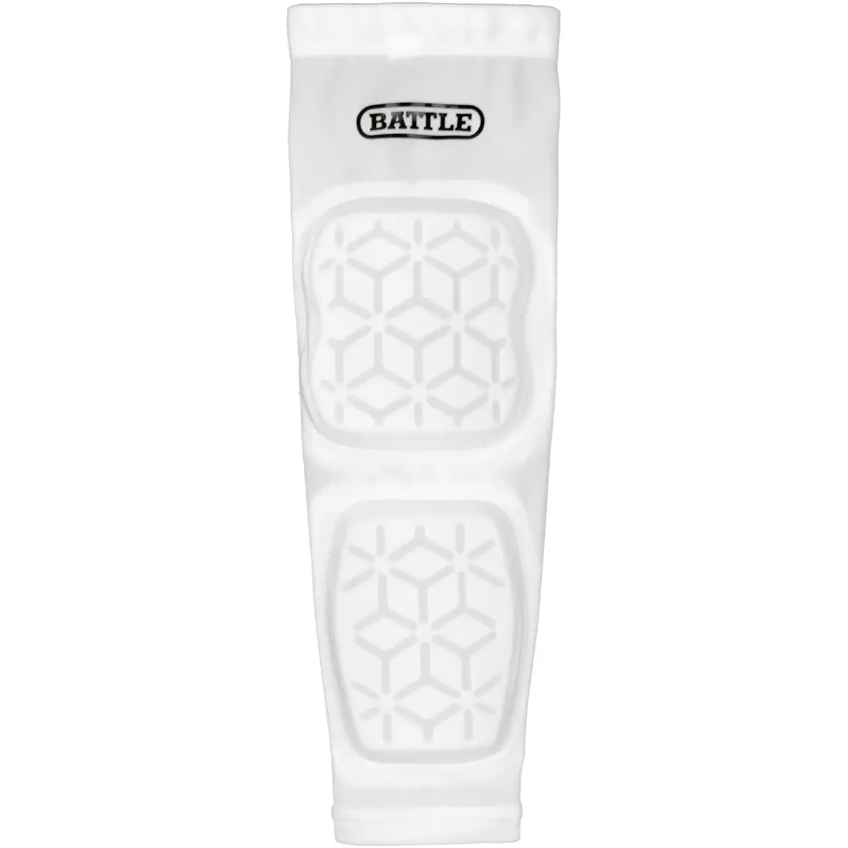 Battle Sports Adult Padded Compression Football Arm Sleeve with Elbow & Forearm Protection, Single Sleeve - White