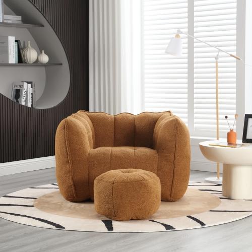 [Bellemave]Soft Bean Bag Chair with High Resilient Foam(Chips)for living room and bedroom,Comfortable Square Lazy Sofa with Footstool, Cover for Adults to Gaming, Reading, and Watching