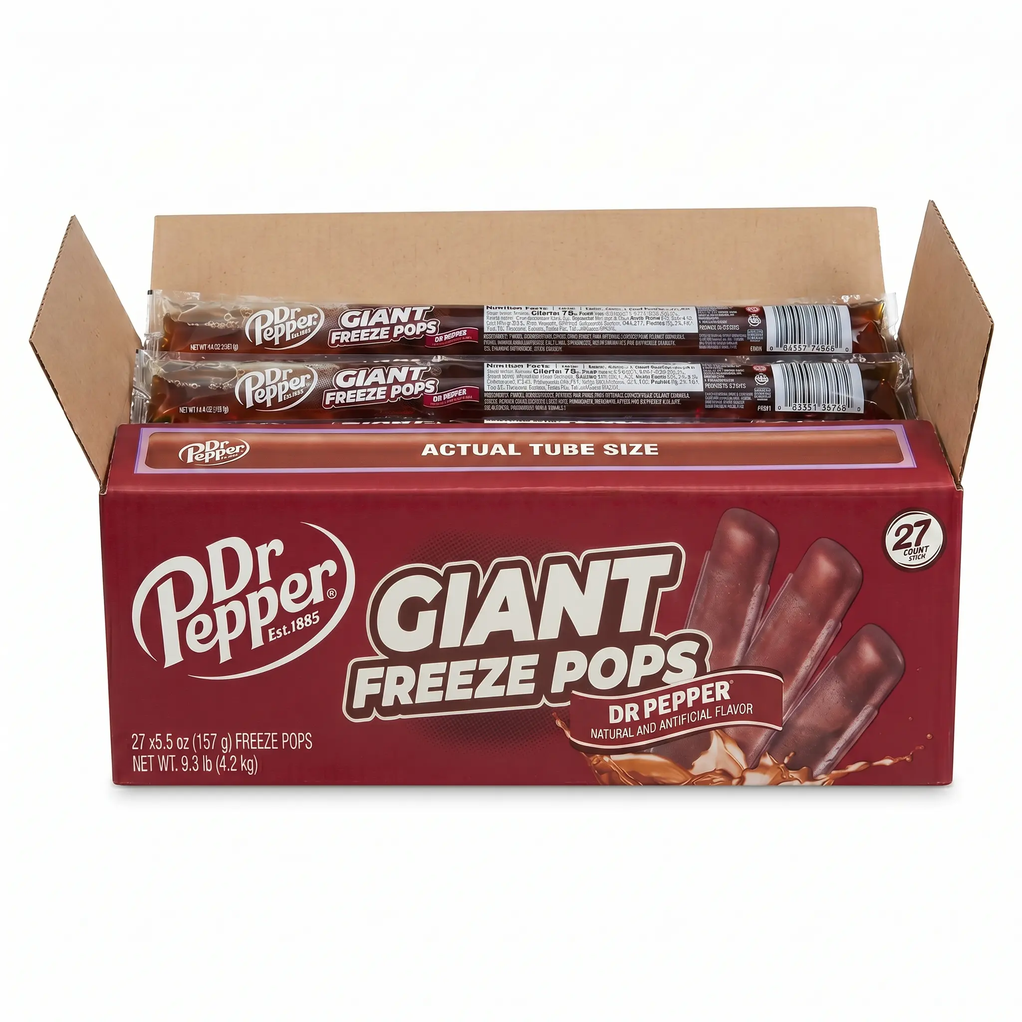 Dr Pepper Giant Freeze Pops 27 Pack, Jumbo 15 Inch+ Frozen Ice Pops Classic Soda Flavor Dr Pepper Giant Freeze Pops 27 Pack, Jumbo 15 Inch+ Frozen Ice Pops Classic Soda Flavor