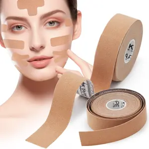 OK TAPE Face Tape — Overnight Anti-Wrinkle Patches for Forehead & Smile Lines, Facial Myofascial Lift Tape for Firming and Tightening Skin, Face Neck Lift Tape Anti-Wrinkle, 2 Rolls 1in x 16.4ft (2.5cm x 5m), Beige, Skin-Safe & Latex-Free