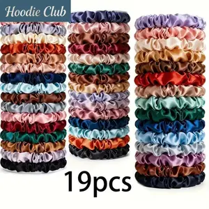 19PCS Satin Scrunchies Set for Women Girls Multi Color Silk Hair Ties Soft Elastic Hair Bands Elegant Hair Accessories for Daily Wear Parties Weddings Ponytail Holder Fashion Hair Scrunchie Set Lightweight No Damage Hair Ties Gift Set