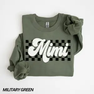 Mimi Sweatshirt, Checkered Mimi Sweatshirt, Retro Mimi Tshirt, Mother’s Day Gift, Mom Life Tshirt, Gift for Grandma, Mom Sweatshirt, Mom Gift Casual Women