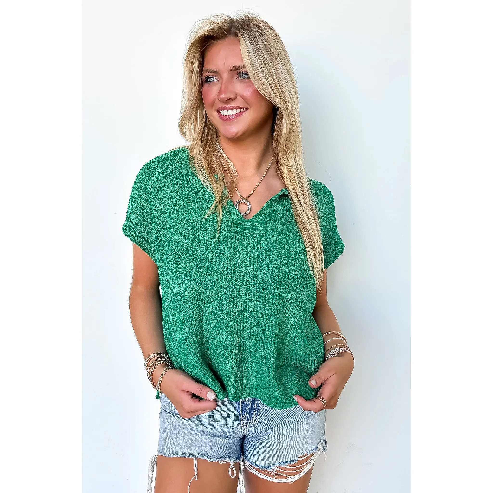 Necessary Charm V-Neck Side Slit Knit Top Knitwear Womenswear