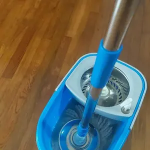 Colorful 360° Spin Mop and Bucket Set with 3 Microfiber Refills 61in Stainless Steel Adjustable Extendable Pole Plastic Bucket for General Cleaning