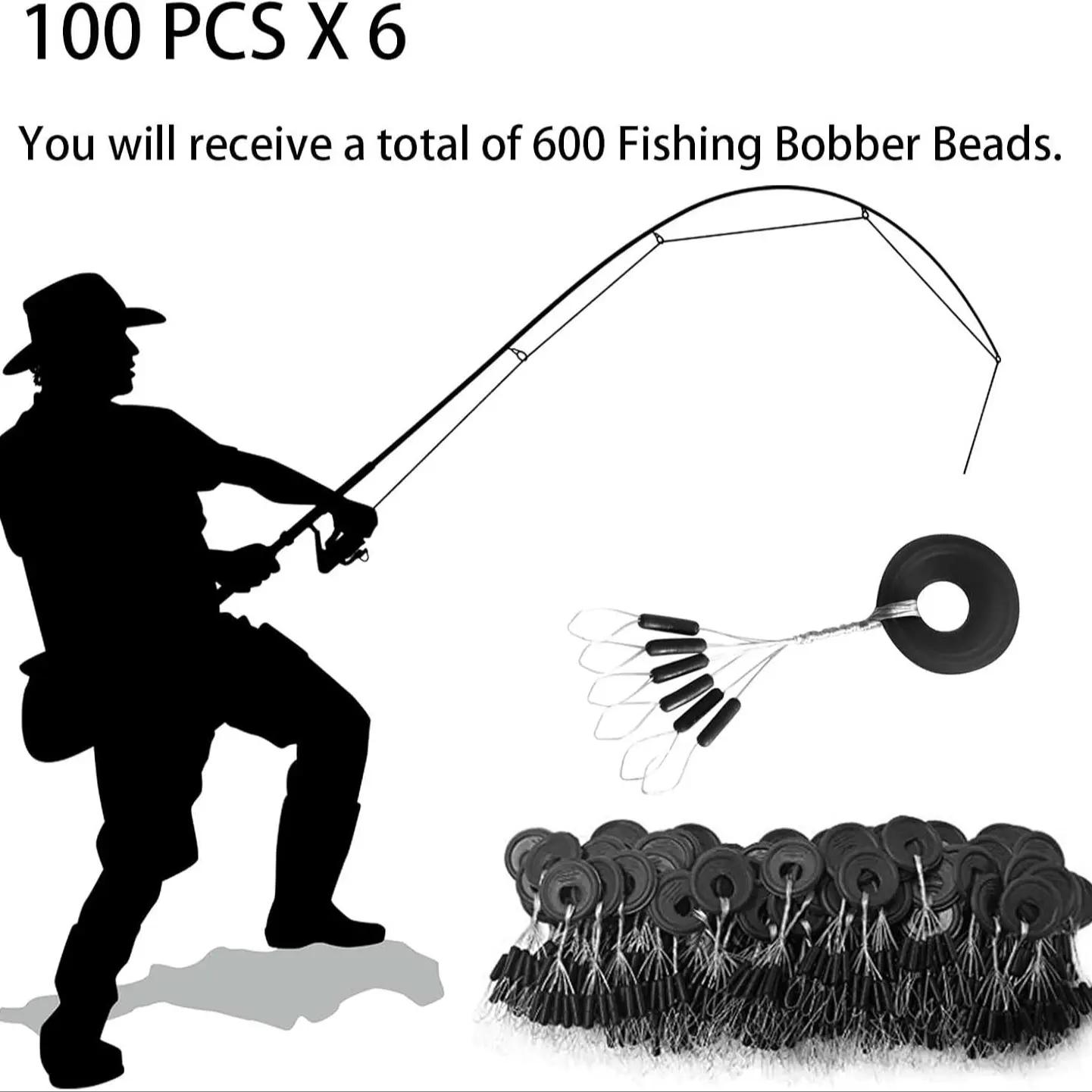 100 Sets Fishing Bobber Stops, Rubber Line Stopper Beads for Slip Bobber Rigs, Float and Sinker Fishing Tackle