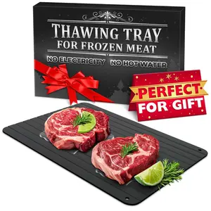 Quick Defrosting Tray for Frozen Meat, Fish, and Vegetables – 11.6" x 8.2" Non-Electric Aluminum Thawing Tray with Non-Stick Surface and High Thermal Conductivity – Easy to Clean, Use, and Store