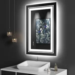 Snowdool LED Bathroom Mirror with Front and Back Lighting, Anti-Fog Function, Wall-Mounted Bathroom Vanity Mirror, Memory Function, Stepless Dimming, Tempered Glass (Horizontal/Vertical)
