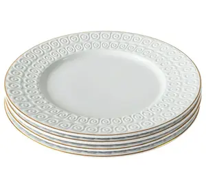 4 Pack White Stoneware Dinner Plates Set